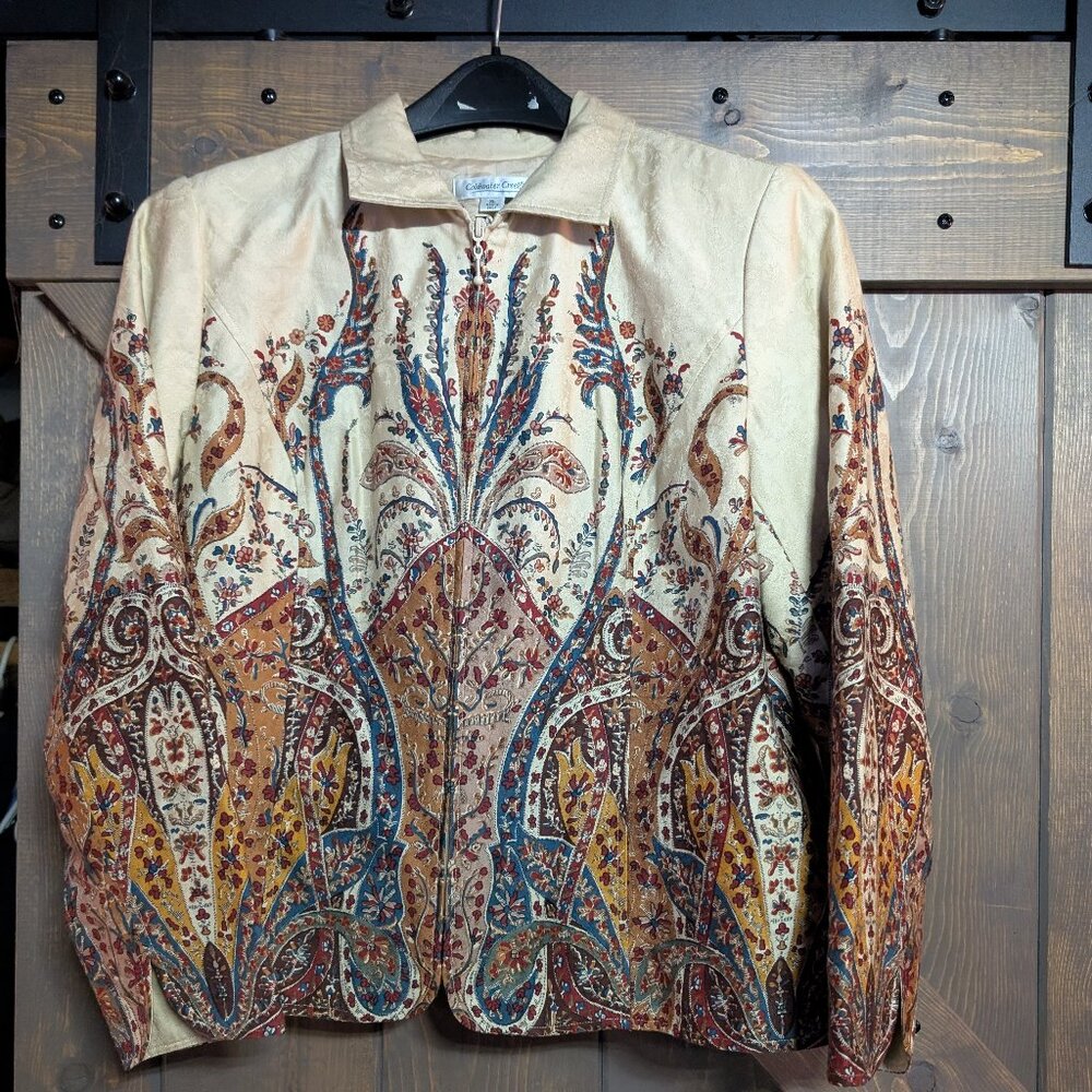 Coldwater Creek size XL light beige with embroidered flowers jacket